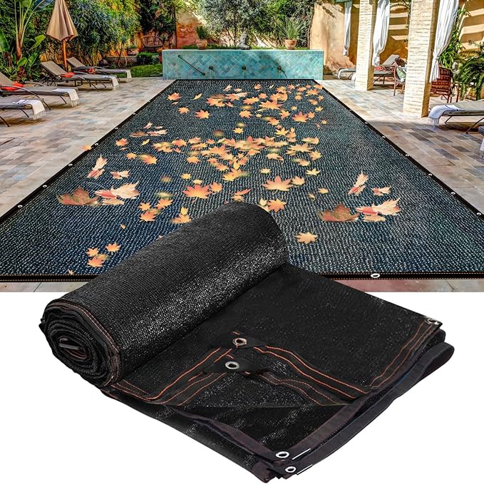20x40 FT Pool Leaf Net Cover for Inground Pools or Above Ground Rectangle Swimming Pools, Mesh Pool Cover Swimming Pool Closing Kit, Multi-Function Sun Shade for Leaf Protection.