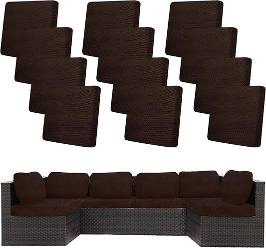 12Pcs Stretch Patio Cushion Covers,Outdoor Couch Covers Replacement,Outdoor Couch & Sofa Slipcovers,for Patio Furniture Cushion Covers,Washable Reusable Furniture Protector (Coffee,Cover Only)