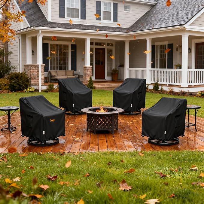Patio Chair Covers Waterproof Patio Furniture Covers,30W x 34D x 38 H Inches Outdoor Swivel Chair Cover 4 Pack -Black