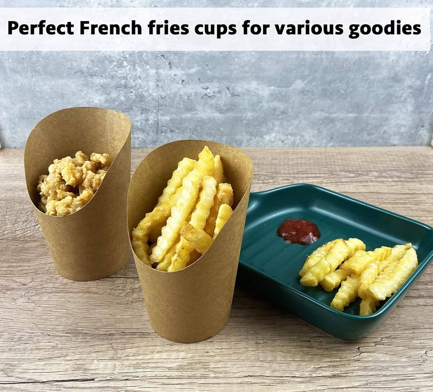 CAMKYDE 50 Pcs French Fries Holder, 16oz Disposable Paper French Fry Cups Charcuterie Cups for all Occasions (16oz)