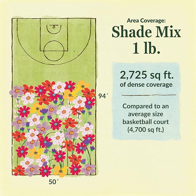Ferry Morse Flower Seeds - Non-GMO Wildflower Shade Mix, Shade Flowers - 1 lb