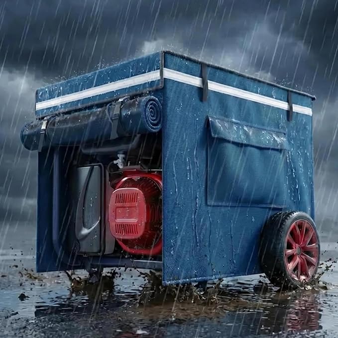 Generator Covers While Running, Universal Generator Cover, 600+210D Double Layer Production, Heavy Duty and Waterproof, for 5000W-10000W Frame Type Generators, Blue, with Storage Bag