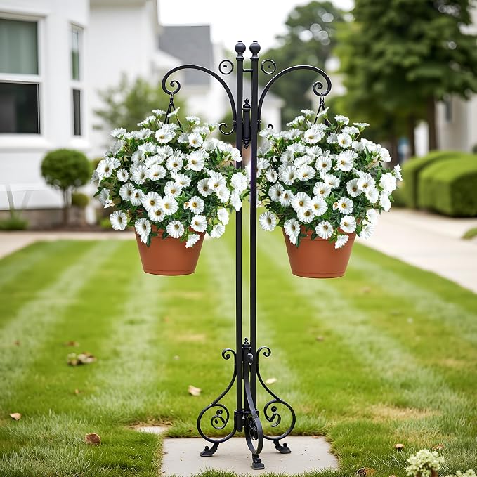 Artificial Flowers for Outdoor Window Box & Porch Decor, UV Resistant Faux Hanging Morning Glory Flowers for Patio, Balcony Cottage Garden Realistic Outdoor Floral 13.3" No Pot (White) 8PCS