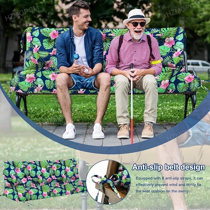 Premium 5" Thick Waterproof Outdoor Swing Cushions Sturdy Durable 2 Seat Replacement Porch Swing Cushions with Backrest&Ties Bench Cushion for Outdoor Furniture Backyard Patio