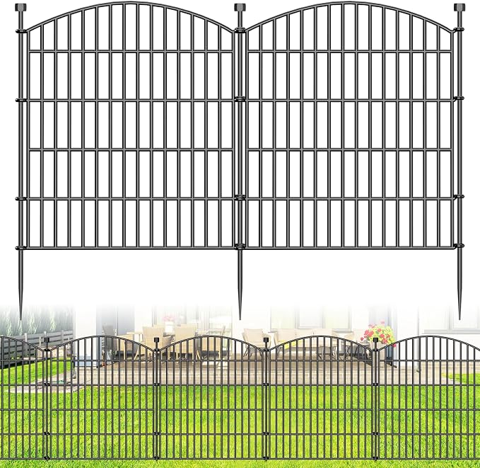 10 Panels Decorative Garden Fence - 32 in (H) x 23.6 ft (L) No Dig Dog Fence Outdoor for Yard, Rustproof Tall Garden Fencecing Panels, Animal Barrier Suitable for Yard Border, Patio, and Outdoor Use