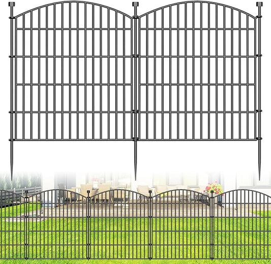 10 Panels Decorative Garden Fence - 32 in (H) x 23.6 ft (L) No Dig Dog Fence Outdoor for Yard, Rustproof Tall Garden Fencecing Panels, Animal Barrier Suitable for Yard Border, Patio, and Outdoor Use
