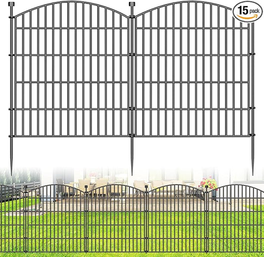 15 Panels Decorative Garden Fence - 32 in (H) x 35.4 ft (L) No Dig Dog Fence Outdoor for Yard, Rustproof Tall Garden Fencecing Panels, Animal Barrier Suitable for Yard Border, Patio, and Outdoor Use