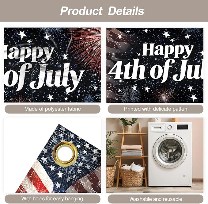 7 * 16FT Eagle Flag Happy 4th of July Garage Door Cover Decorations Independence Day Garage Door Banner for Outdoor Indoor Patriot Party Photography Backdrop