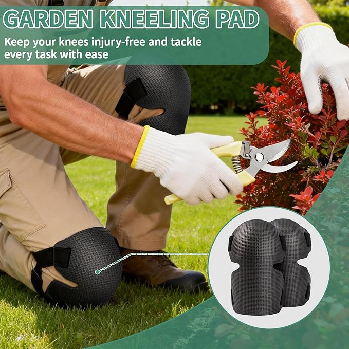 Gardening Tools, Garden Hand Tools for Gardening with Kneeling Pad, Shovel, Pruning Scissors, Repotting Mat, Gloves & Storage Tote Bag, 10Pcs Garden Set Kit Accessories for Women Men