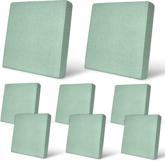pickyNproud 8Pcs Patio Cushion Covers Stretch Outdoor Couch Cushions Slipcovers Replacement Washable Furniture Protector with Elastic Bottom Sofa Chair Seat Cover, Light Green