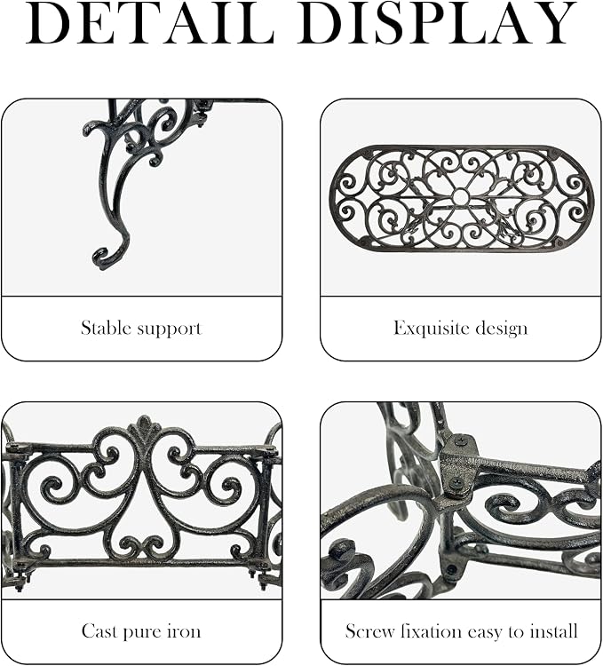 Heavy Duty Cast Iron Potted Plant Stand Garden Table - 22.8IN. Oval Plant Shelf, Vintage Ornament Display Stand, Corner Plant Stand for House Decor, Balcony, Living Room or Patio wrought flower bloom bar