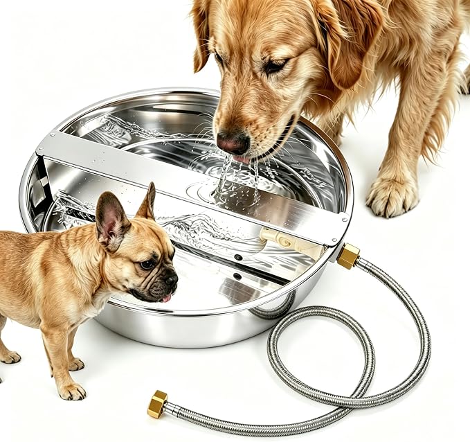 Automatic Dog Water Bowl Dispenser Outdoor Pet Water Dispenser | 1.8 Gal Dog Water Dispenser for Large Breed Dogs, Heavy-Duty Stainless Steel, Chicken Waterer, Backyard
