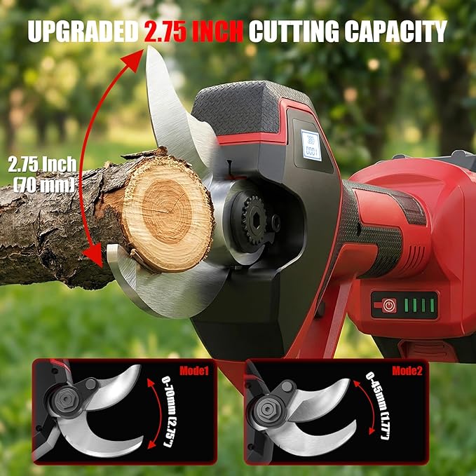 (Upgraded Version) Electric Pruning Shears, Large 2.75 inch Cutting Diameter Brushless Motor Cordless Pruning Shears with LED Display, Battery Pruners with Replacement SK7 Blades, 2Pcs Batteries