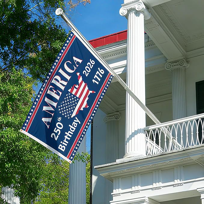 America's 250th Anniversary Flag, 3 Ply Year American Anniversary Flag- Double Sided, 3x5 Ft, 250 Years Birthday Patriotic Decor for Outdoor, Front Door, Porch, Wall (A5)