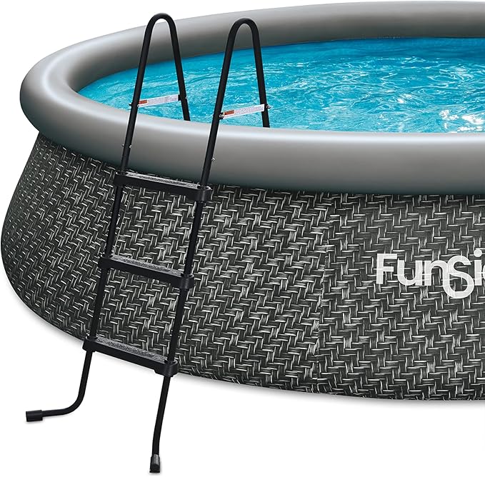 Funsicle SureStep 3 Step Lightweight Steel Outdoor Above Ground Swimming Pool Ladder with Non Slip Feet for Outdoor Use, Black