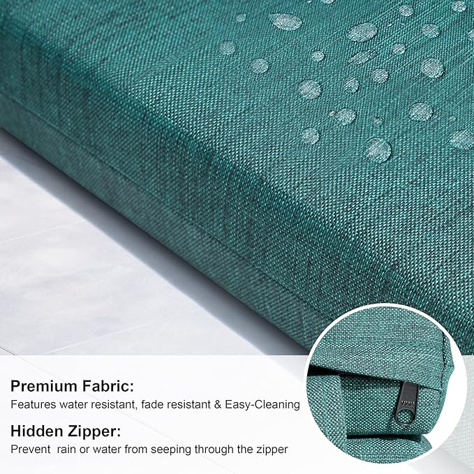 Crestlive Outdoor Chaise Lounge Cushions, Fade Resistant Water Resistant Lounge Chair Cushion, 72''L x 21''W, Set of 2, Malachite