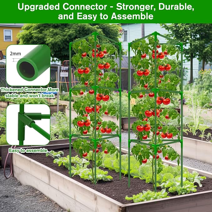6 Pack Tomato Cages for Garden, Tomato Cage Trellis, Garden Cage Heavy Duty Tomato Stake Support, Garden Stakes Plant Cages for Pots Plants Vegetables