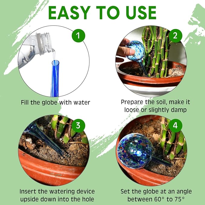 16 Pcs Plant Watering Devices 150ml Small Self Watering Globes for Indoor and Outdoor Planter Insert Multicolored Automatic Glass Watering Globes for Plants Everyday Use, 5 Day Irrigation