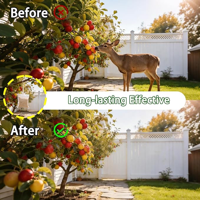 Deer Repellent for Plants, Granules for Garden & Outdoor, Long-Lasting Plant Guard, Creates Protective Zone for Flowers, Vegetables, Shrubs(8 Packs)