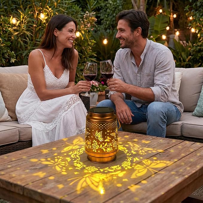 Solar Lanterns Outdoor Waterproof, Butterfly Birthday Gifts for Women Mom Grandma, Garden Hanging Solar Lantern Lights for Patio