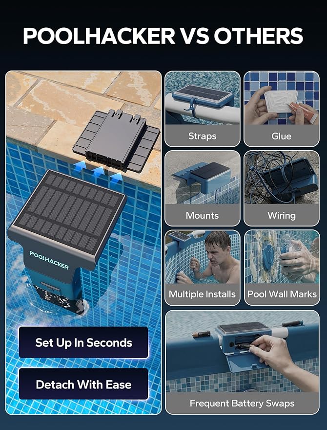 Solar Pool Lights for Inground & Above Ground Pool, 10-Color 4-Mode LED Pool Lights, Underwater Swimming Pool Lights with Timer, Submersible Pool Lights with Remote, Waterproof Design (Black, 1 Pack)
