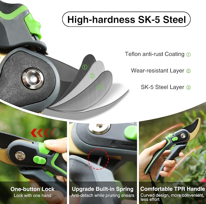10FT Telescoping Pole Saw with Pruner, Extendable Tree Trimmer & Cut and Hold Fruit Picker for Garden Harvesting, Cherry, Avocado, Citrus