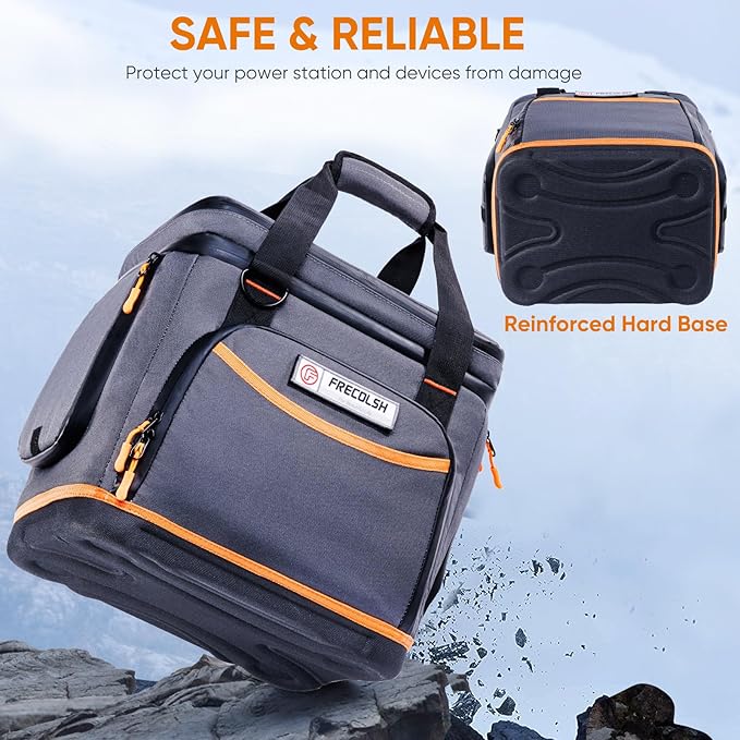 Double-Layer Travel Carrying Case for Jackery Explorer 1000 v2 – Hard Molded Bottom, Side Ventilation & Front Pockets, Portable Power Station Storage Bag for Jackery Accessories & Solar Generator