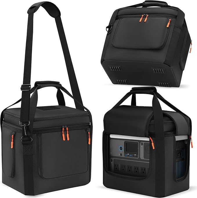Carrying Bag Compatible with Anker SOLIX C1000/C1000 Gen 2/C800/C800 Plus, Power Station Storage Case with Waterproof Bottom and Side Zipper for Shoulder Strap & Handle (BLACK)