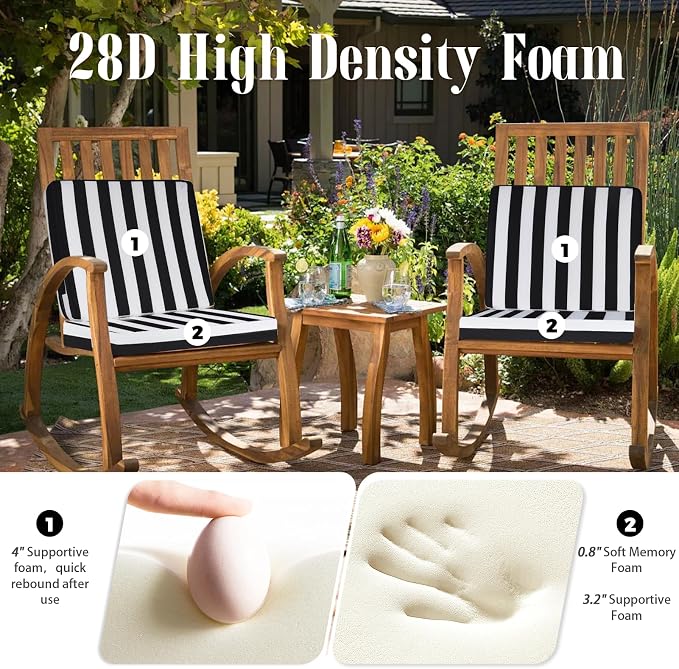 Deep Seat Patio Cushions Set of 2, 24x24 Inch Waterproof & Fade Resistant Outdoor Chair Cushions, Thick Padded Replacement Sofa Cushions for Garden Yard Furniture