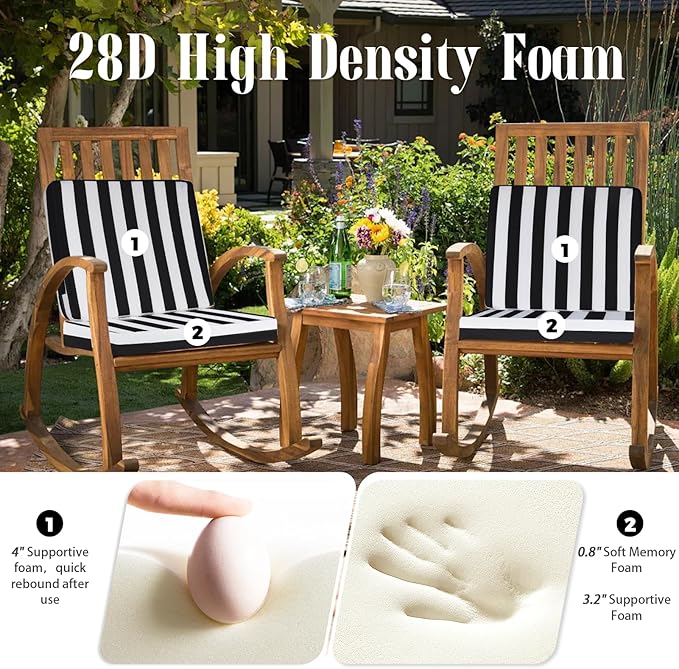 Deep Seat Patio Cushions Set, 24x24 Inch Waterproof & Fade Resistant Outdoor Chair Cushions, Thick Padded Replacement Sofa Cushions for Garden Yard Furniture