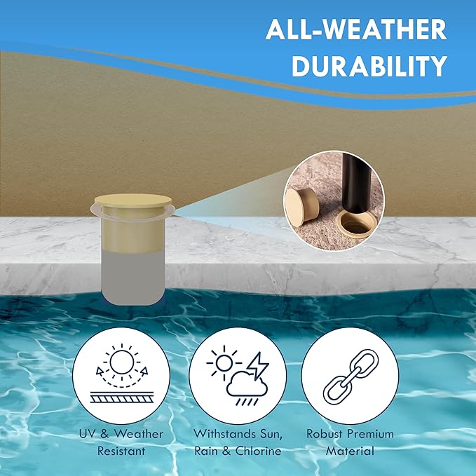Pool Fence Caps – Tan 25 Pack of 1-Inch Pool Fence Hole Caps – Fits Deck Sleeve Holes for Removable Safety Systems – Durable Plug Covers for Pool Barrier Installations – Compatible with Most Systems