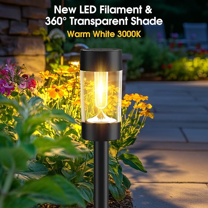 Eyrosa Solar Lights Outdoor, 8 Pack Waterproof Solar Landscape Lighting for Pathway Garden Yard Path Walkway Driveway Lawn Patio Outside Decor, Warm White