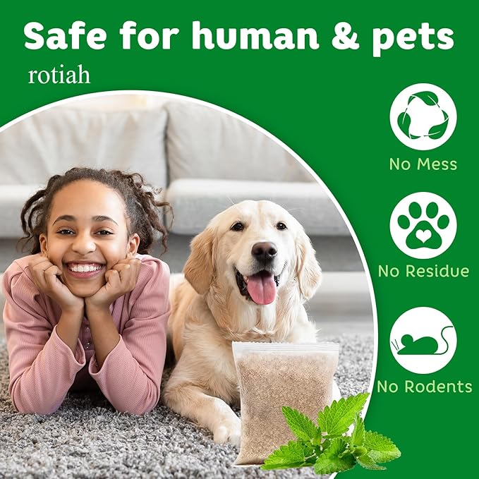 Pest Repellent Pouches, 20 Pack Peppermint Oil for Mice, Rodent, Mouse, Rats, Spider, Squirrel, Pest Control Indoor & Outdoor, Natural Mouse Deterrent Replace Traps Family & Pet Safe