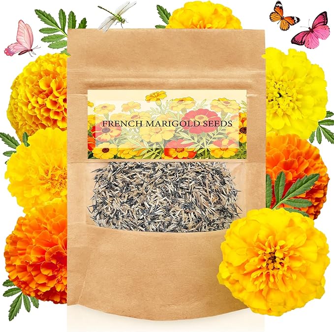 LUOJIBIE French Marigold Seeds for Planting Outdoors, Giant Marigold Flowers Seeds Bulk for 2026, Over 4,000+ Seeds Prolific Blooms, Ideal for Vibrant Pollinator Gardens