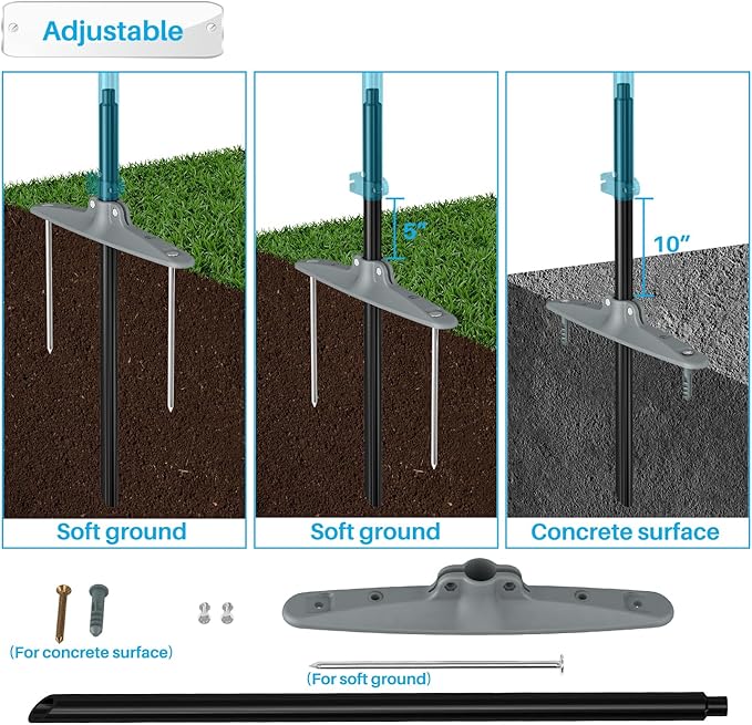 Patio 5' x 45' Outdoor Privacy Screen Freestanding Temporary Fence Panels Net Cover with Metal Poles for Outside Backyard Pool Garden Air Conditioner Fencing, Green