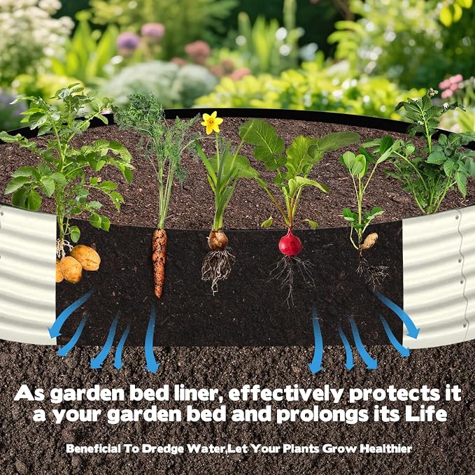 2 Sets Raised Garden Bed Liner Bag, 4 x 2 x 1 ft Oval Breathable Grow Bed Fabric Liners with Clips Gloves, Garden Grow Bed Bag Grow Planter Bags Plant Bed for Planting Vegetables Flowers and Herbs