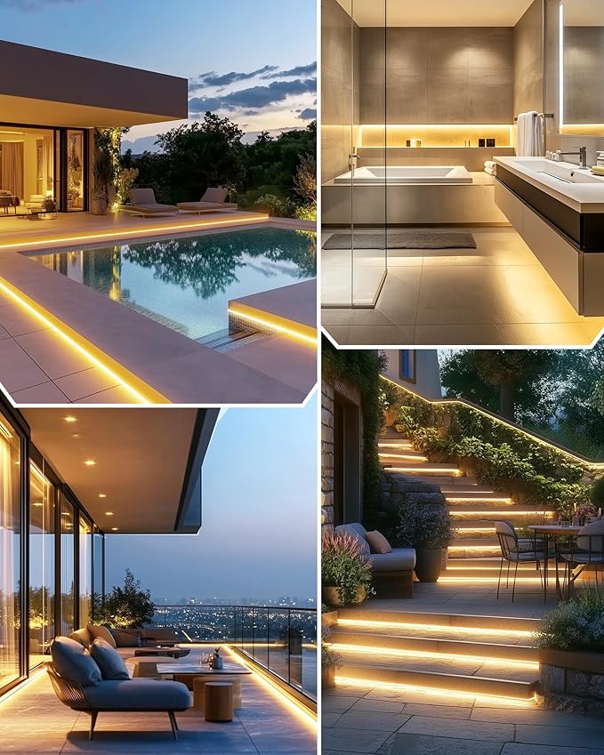 Outdoor COB LED Strip Lights Kit Waterproof 3000K Warm White, 24V Tape Light with Power Supply, IP67, 2560 LEDs, 305 lm/ft, CRI 90+, UL Listed, Premium Lighting for Kitchen, Cabinets, Bedroom, 16.4ft