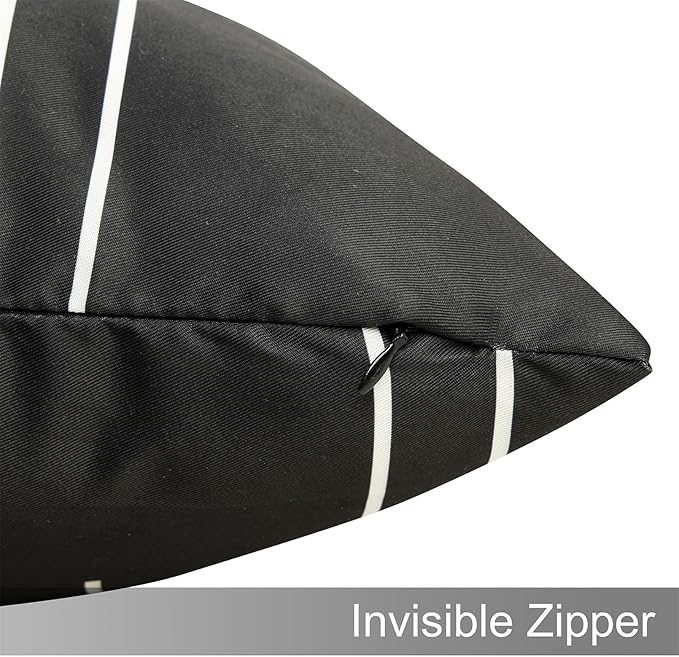 Adabana Outdoor Waterproof Pillow Covers 18x18 Inch Set of 4 Black and White Modern Geometric Throw Pillows Cover Decorative Boho Pillow Covers for Patio Garden Porch