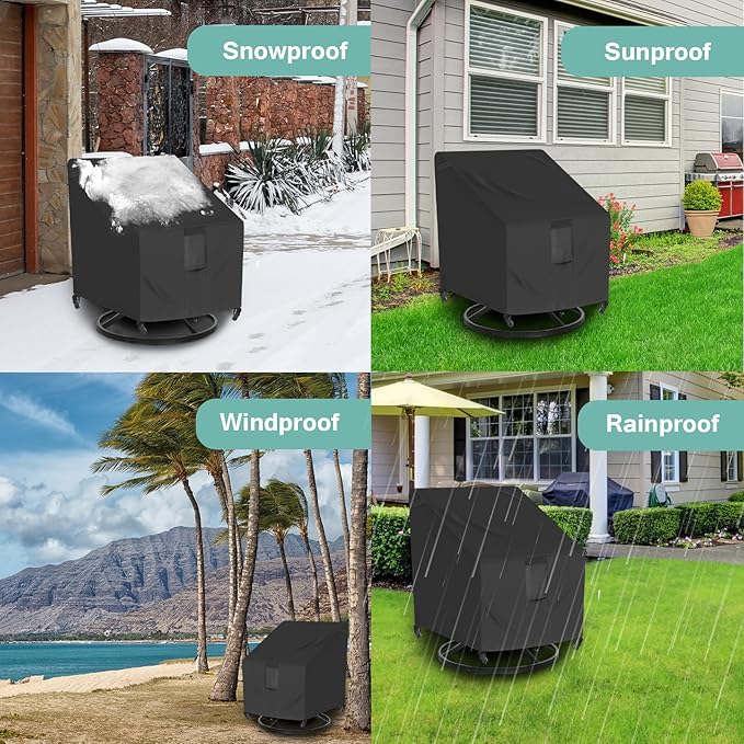 Luv4babe Patio Chair Cover Waterproof for Outdoor Swivel Chair, Heavy Duty and Weatherproof Outdoor Chair Cover 30" W x 34" D x 36" H, Black