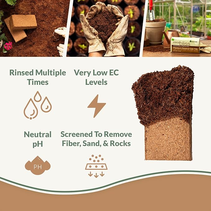 Coco Coir 650gm Bricks (6-Pack) - Organic Coco Coir for Plants & Gardening - OMRI-Listed Cocopeat for Garden Soil, Seed Starter Soil, & Mulch - Coconut Coir Bricks - Coconut Fiber Potting Mix