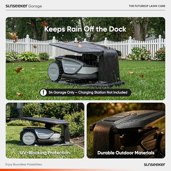Sunseeker Garage for S4 Robot Lawn Mower – UV-Proof, All-Season Protection, PP + PA6+GF30 Durable Build