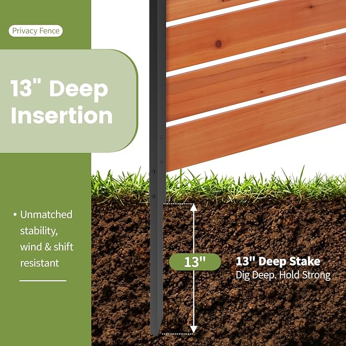 Wood Privacy Screen,No Dig Outdoor Garden Fence,Great for Hiding Trash Cans and Air Conditioner,Decorative Patio Privacy Screen for Backyard,Balcony (Reddish Brown)