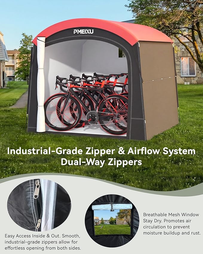 Oversized Outdoor Bike Storage Shed, Portable 210D Oxford PU4000 Bike Tent for 4-5 Bicycles, All-Weather Garden Storage for Motorcycles, Riding Lawn Mowers, Patio Furniture & Gardening Tools