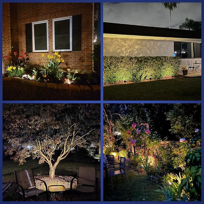 NYMPHY Solar Lights Outdoor Waterproof IP68, 56 LED 3 Lighting Modes Solar Powered Garden Yard Spot Solar Lights for Christmas Outside Landscape- 6 Pack (Warm White)