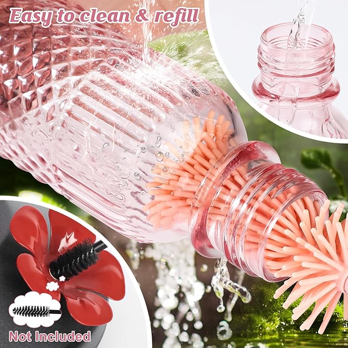 FEED GARDEN Glass Hummingbird Feeder for Outdoors, 16oz with Ant Moat, 4 Bee-Proof Ports, Leak-Proof, Easy to Clean, Pink