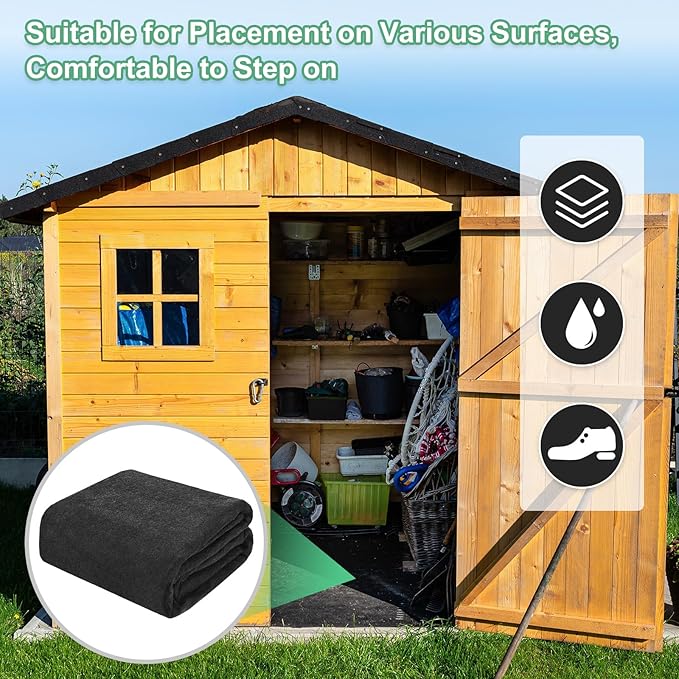 M METERXITY Outdoor Storage Shed Mat, 3.2x7 FT Waterproof Small Shed Flooring Mat for Patio Furniture Floor Protecting from Wear/Liquid/Dust/Oil, Non-Slip Carport Pad [Grey]