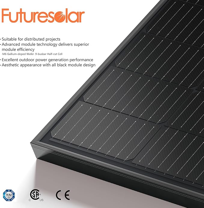 2PCS Solar Panels 360 355 Watt 24 Volt, Total 720W High-Efficiency Half Cell Monocrystalline PV Module Power Charger for RV Marine Rooftop Farm Battery and Other Off-Grid Applications, 2-Pack