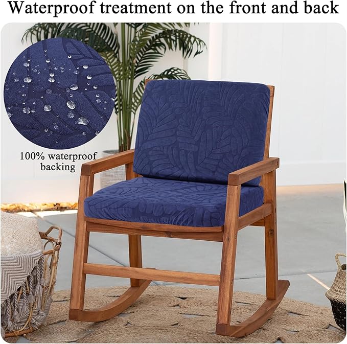 HEBE Stretch Patio Cushion Covers Set 8pcs,Waterproof Outdoor Couch Covers Replacement,Washable Reusable Seat Cushion Slipcovers for Patio Furniture Protector,Chair Cushion Cover