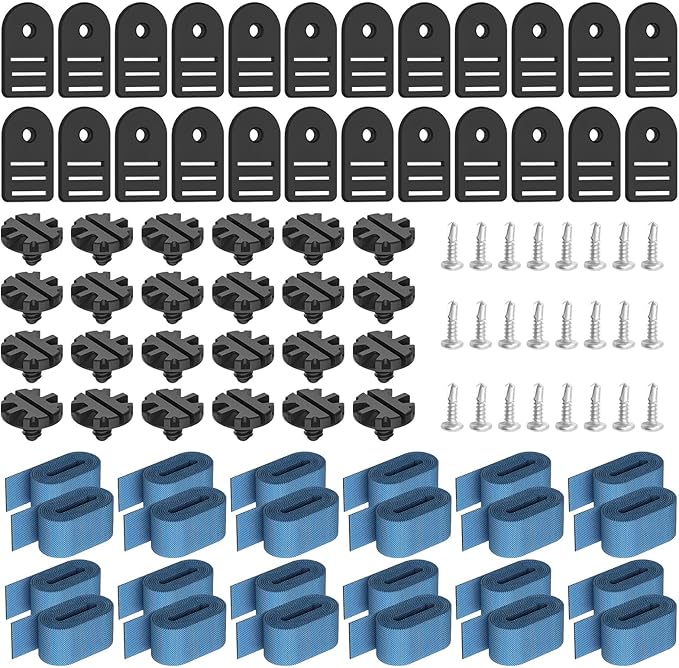 Tube and Solar Cover Fastening Kit FG-FASKIT for F-eherguard Inground and Aboveground Pool Roller - Includes 24 26" Straps, 24 Mounting Wcrews with Brackets, for Securing Solar Blankets to Solar Reels