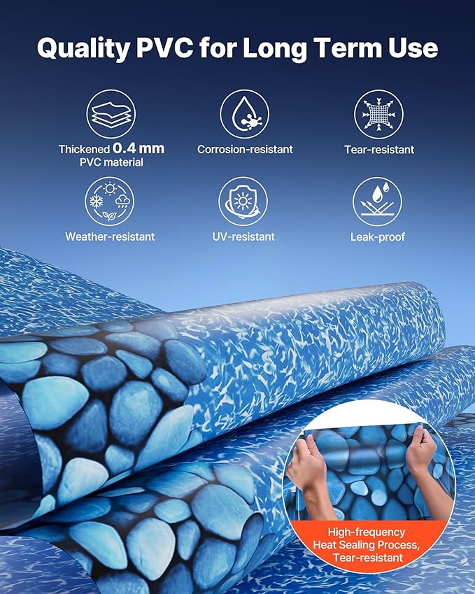 VEVOR 18-ft Round Above Ground Pool Liner, Overlap Pool Liners, Thickend Upgraded Gauge Vinyl, 48-to-54inch Wall Height, Designed for Steel Sided Above-Ground Swimming Pools